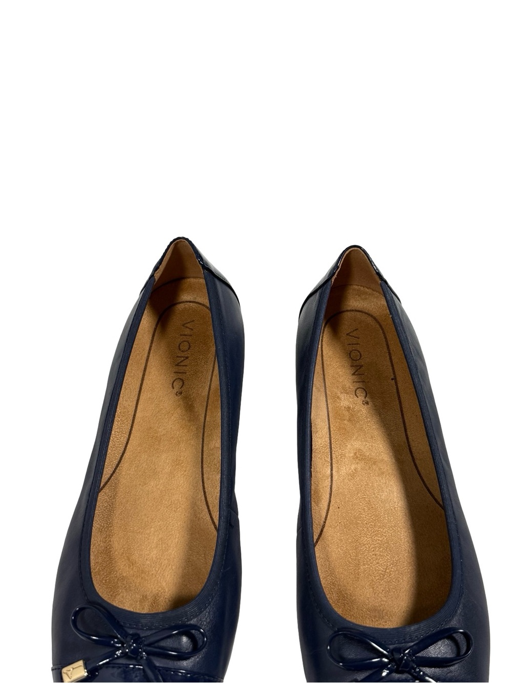 Vionic Minna Ballet Flats Navy Leather Patent Cap Toe Comfort Shoes Womens 7.5 - Picture 9 of 11